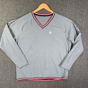G/Fore V Neck Sweater Men Extra Large Gray Pullover Performance Golf Preppy